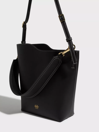 ATP ATELIER - Shopper-laukut - Black - Scafati Contrast Stitch Leather Tote Bag - Laukut