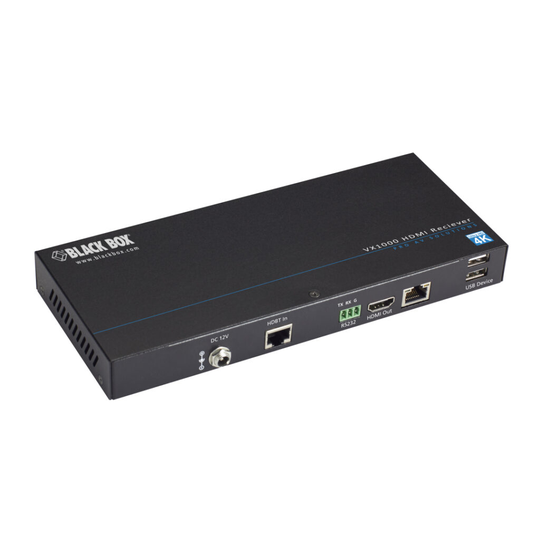 BLACK BOX VX1000 SERIES EXTENDER RECEIVER - 4K, HDMI, HDBASET, USB