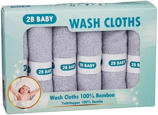 2B Baby Pesulaput Bambu 6-pack, Harmaa