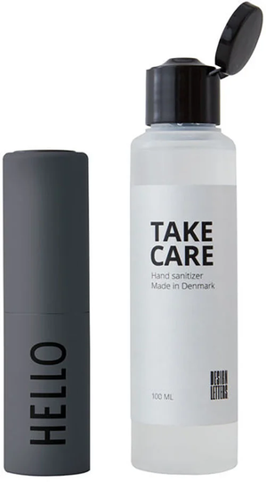 Design Letters Take Care Pullo Käsidesille 20 ml + 100 ml Käsidesi Hello, Harmaa