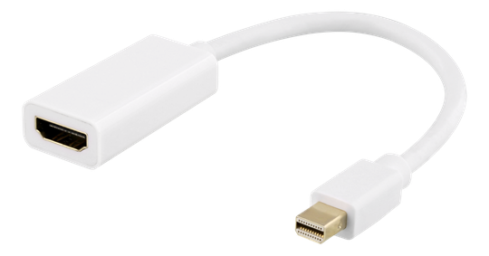 DELTACO Sovitin Mini DisplayPort - HDMI, 4K 60Hz, 0,2m, Valkoinen
