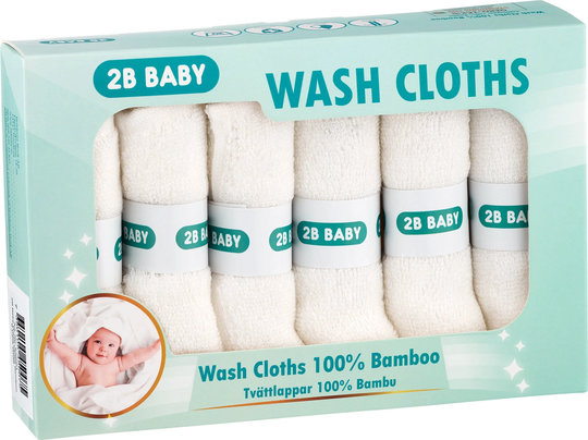 2B Baby Pesulaput Bambu 6-pack, Valkoinen