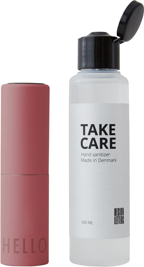 Design Letters Take Care Pullo Käsidesille 20 ml + 100 ml Käsidesi Hello, Vaaleanpunainen