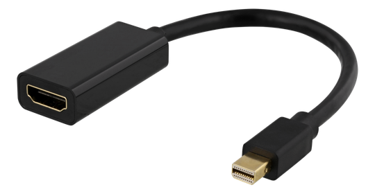 DELTACO Sovitin Mini DisplayPort - HDMI, 4K 60Hz, 0,2m, Musta